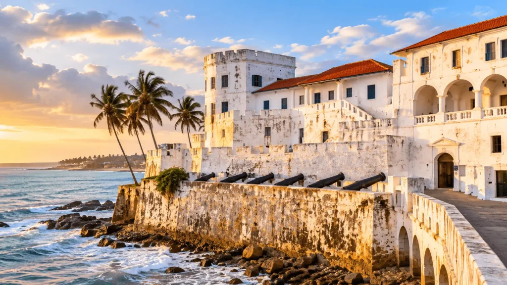Cape Coast Castle overlooking the Atlantic Ocean in Ghana