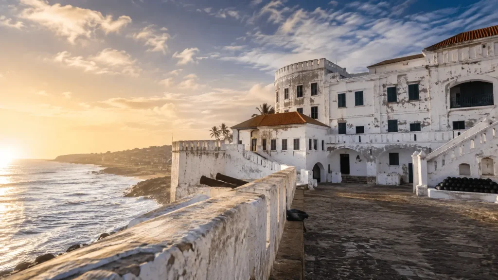 Cape Coast Castle overlooking the Atlantic Ocean in Ghana